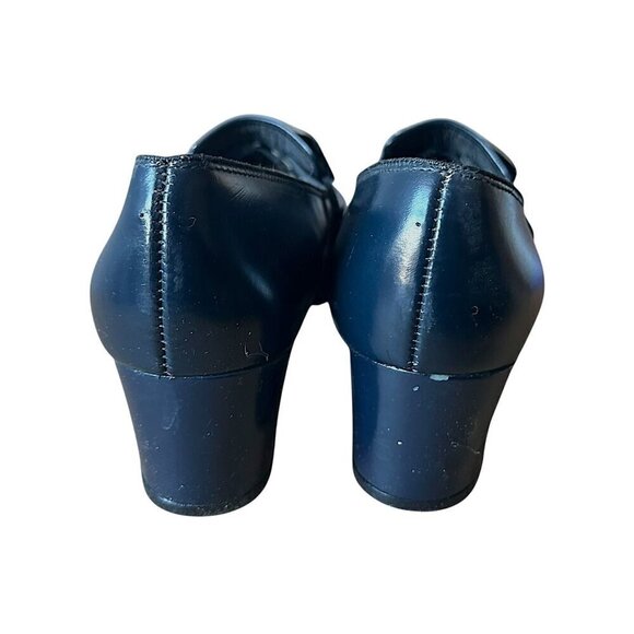 Vintage Navy Leather Slip On Heel with Large Buckles. Size 8.5. Inspirations by - Picture 7 of 13